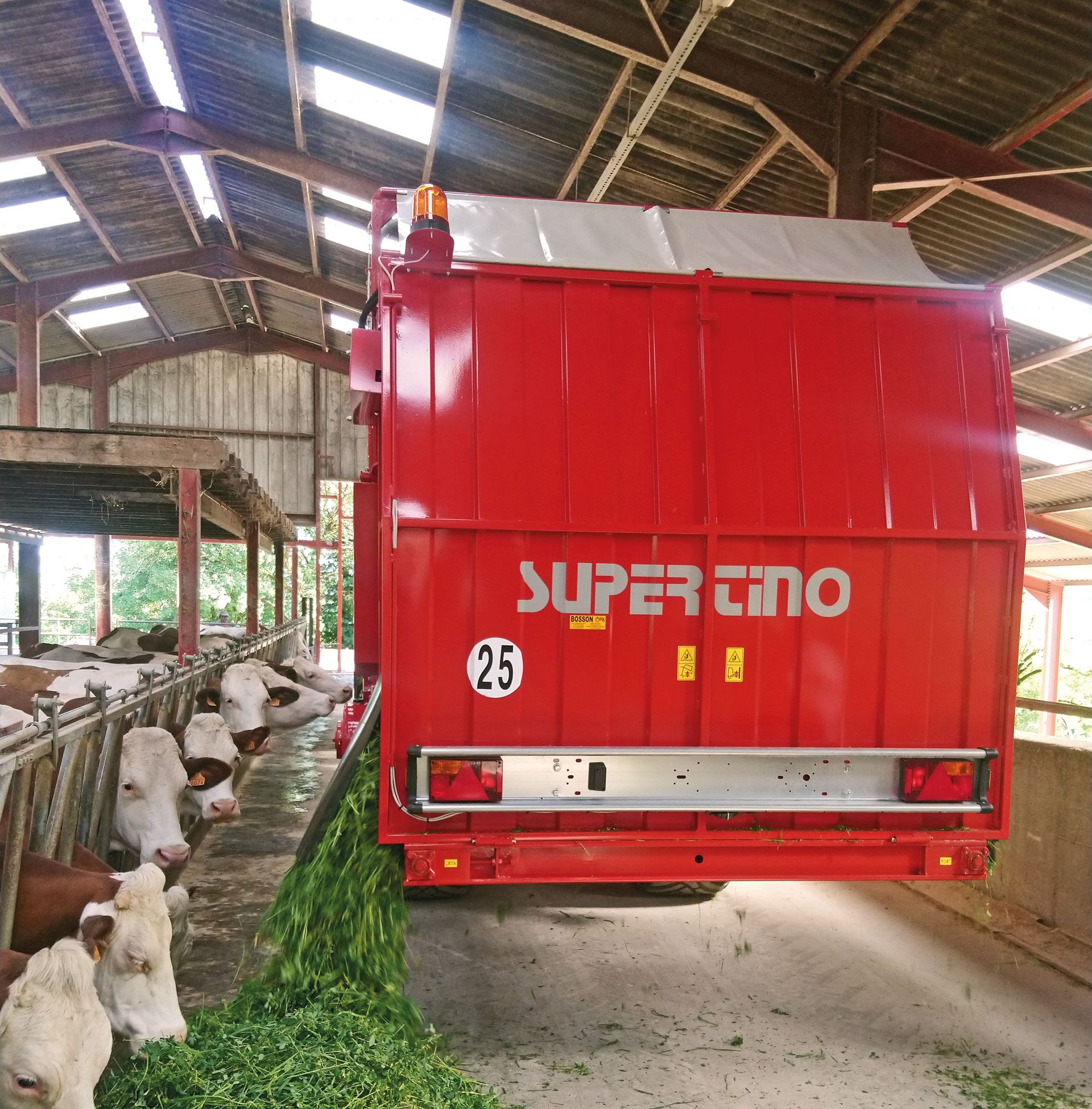 Scarico con dosatore a 3 rotori e tappeto (optional)